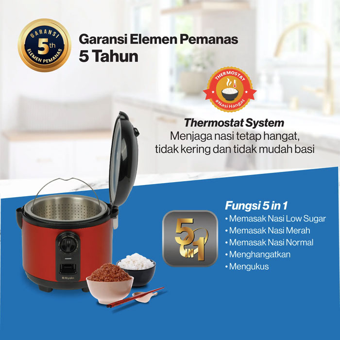 Miyako Rice Cooker Magic Warmer Plus 5 In 1 1,8 L - MCM-721 LST | MCM721 LST